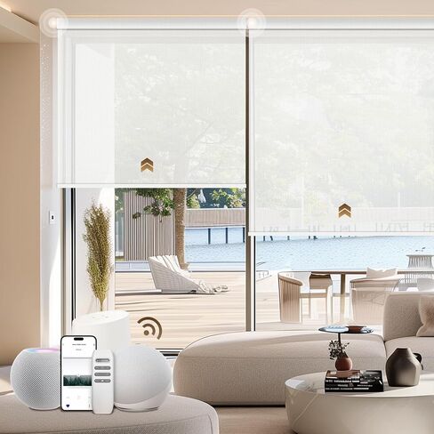 Motorized Roller Shades, Smart Blinds for Windows, Remote Automatic Window Shades, Electric Shades, Light Filtering, Compatible with Alexa Google Apple Home in Saudi Arabia