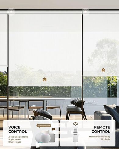 Motorized Roller Shades, Smart Blinds for Windows, Remote Automatic Window Shades, Electric Shades, Light Filtering, Compatible with Alexa Google Apple Home in Saudi Arabia