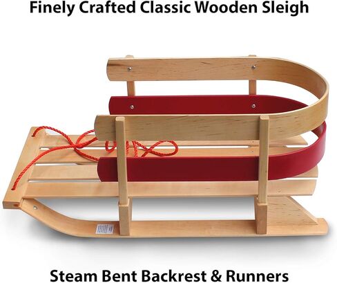 Flexible Flyer BCL-40 Premium Baby Sleigh. Toddler Boggan. Wooden Pull Sled for Kids,Red , 29 x 14 x 11.5 inches in Kuwait