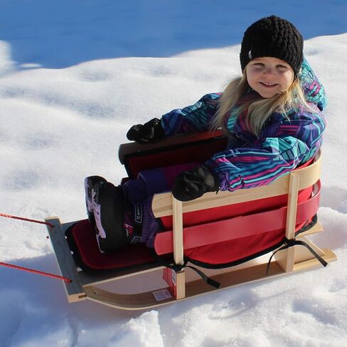 Flexible Flyer BCL-40 Premium Baby Sleigh. Toddler Boggan. Wooden Pull Sled for Kids,Red , 29 x 14 x 11.5 inches in Kuwait