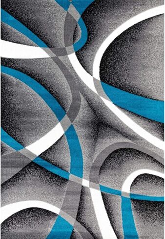 Persian Area Rugs 2305 Turquoise White 2 x 3 Modern Abstract Area Rug Carpet in Saudi Arabia
