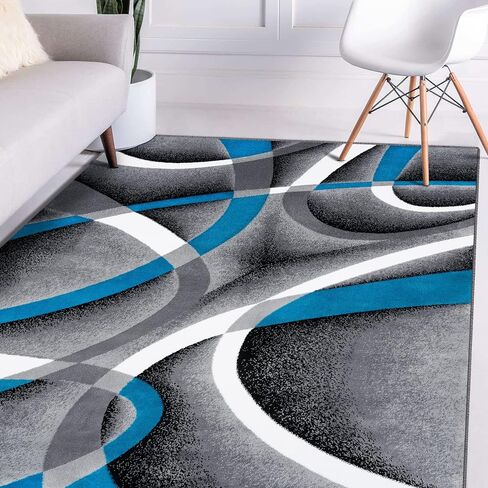 Persian Area Rugs 2305 Turquoise White 2 x 3 Modern Abstract Area Rug Carpet in Saudi Arabia