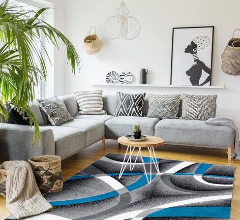 Persian Area Rugs 2305 Turquoise White 2 x 3 Modern Abstract Area Rug Carpet in Saudi Arabia