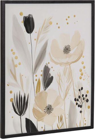 Kate and Laurel Modern Muted Cottage Floral Abstract Framed Wall Art by The Creative Bunch Studio, 16x20 Black, Cute Flower Art for Wall in Saudi Arabia