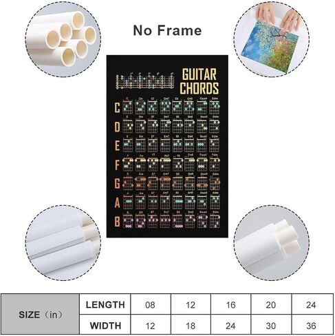 FestiKit Guitar Chords Classic Posters Pictures Wall Decor Gifts Office Wall Art Kids Room Poster UnFramed,16x24inch(40x60cm) in Saudi Arabia