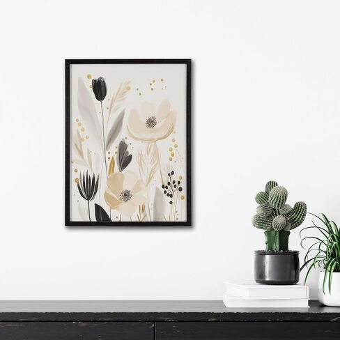 لوحة فنية جدارية مؤطرة من Kate and Laurel Modern Muted Cottage من تصميم The Creative Bunch Studio، مقاس 16 × 20 باللون الأسود، فن زهرة لطيف للجدار in Saudi Arabia