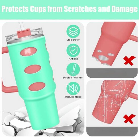 Silicone Boot for 30oz Stanley Quencher, Water Bottle Boot Sleeve for Stanley Cup H2.0 Tumbler, Stanley Bottom Protector Accessories(Mint Green) in Saudi Arabia