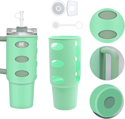 Silicone Boot for 30oz Stanley Quencher, Water Bottle Boot Sleeve for Stanley Cup H2.0 Tumbler, Stanley Bottom Protector Accessories(Mint Green) in Saudi Arabia