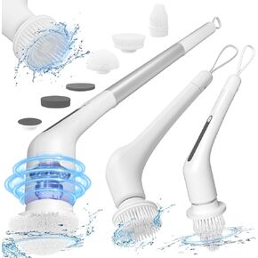 Electric Spin Scrubber - Bathtub Shower Scrubber,Bathroom Cleaning Brush with Long Handle Floor Brushes,Power Cordless Automatic Handheld Mop Cleaner for Bath Tub Kitchen Tile Grout Hardwood