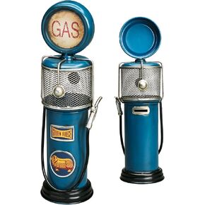 MOOH Gas Pump Piggy Bank - Vintage Gas Pump Decor & Unique Gift for Car Lovers - 13" Tall Metal Retro Gas Station Decor for The Home, Office & Man Cave (Red - U.S. Route 66)