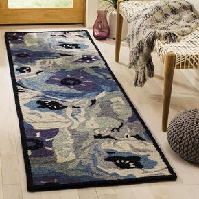MARTHA STEWART x SAFAVIEH 2'3" x 8' Blue MSR4872B Handmade Poppy Wool Runner Rug