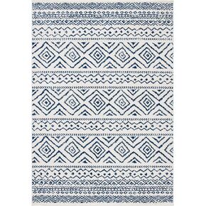 SAFAVIEH Tulum Collection Accent Rug - 2' x 5', Ivory & Navy, Moroccan Boho Distressed Design, Non-Shedding & Easy Care, Ideal for High Traffic Areas in Entryway, Living Room, Bedroom (TUL267C)