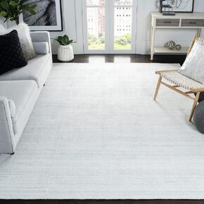SAFAVIEH Mirage Collection Area Rug - 8' x 10', Ivory & Silver, Handmade Modern Wool & Viscose, Ideal for High Traffic Areas in Living Room, Bedroom (MIR176A)