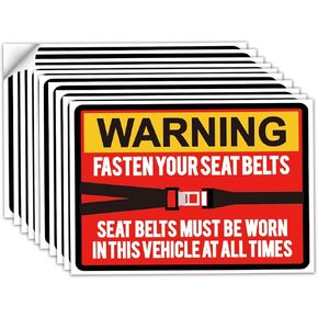 10 Pack Fasten Your Seat Belts Stickers Labels, Must Be Worn at All Times Safety Viny Labels,Caution/Notice/Warning/Reminder for Car Van Truck Taxi. 4×2.7 Inch