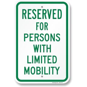 SmartSign 18 × 12 بوصة مخصصة للأشخاص ذوي لافتة وقوف السيارات المحدودة الحركة، مركب ألومنيوم 120 مل (ACM)، مادة عاكسة من الدرجة الهندسية، أخضر/أبيض، صناعة أمريكية، 100 عام من خبرة اللافتات