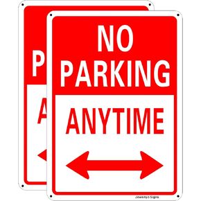 No Parking Anytime Sign,14 x 10 inches,Reflective Aluminum,Easy Mounting,UV Protected,Weather Resistant,Waterproof,Durable Ink,Outdoor or Indoor Use,2 Pack