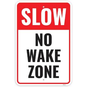 1PC No Wake Zone Sign, 18 x 12 Inches - Aluminum