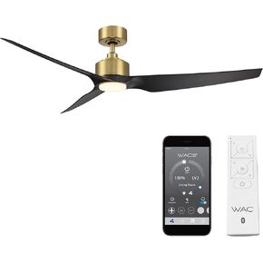 WAC Smart Fans Stella Indoor and Outdoor 3-Blade Smart Home Ceiling Fan 60in Matte Black with Remote Control works with Alexa and iOS or Android App (NO LED LIGHT KIT)