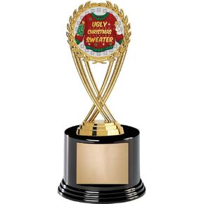 Crown Awards 8" Ugly Christmas Sweater Competition Award On Round Trophy Base
