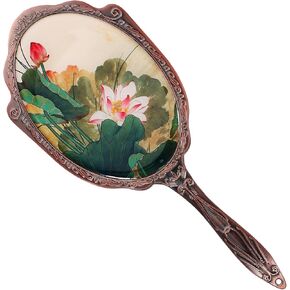 ABOOFAN Vintage Handheld Makeup Mirror, 18.00X7.80X0.70cm/7.07X3.07X0.25 inches, Portable Hand Mirror for Women