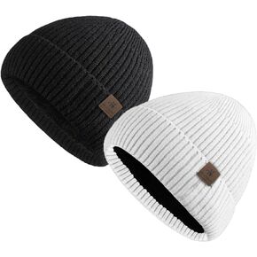Mens Beanie- Fleece Winter Hats for Men Keep Warm in Cold Weather Thermal Toboggan Skull Cap Knitted