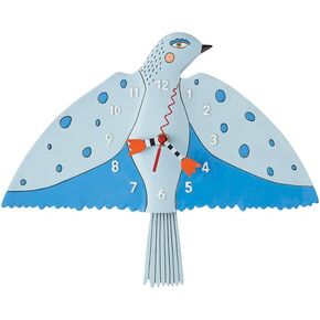 Enesco Allen Designs Happy Blue Bird Pendulum Wall Clock- Battery Operated Pendulum Analog Clock, Stone Resin Decorative Clocks for Walls Home Decor Kitchen Clocks, 7.48 Inch