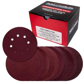 5" Red 8-Hole Pattern Sanding Discs, 100 Disc Variety Pack, Grits 40, 60, 80, 100, 150, 180, 220, 320, 400, 600, 800 - Hook & Loop Sandpaper for Random Orbital Sanders - Woodworking