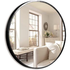 NeuType Round Mirror 20inch Circle Mirror for Wall Metal Framed Wall-Mounted Mirror for Wall Decor Decorative Mirrors for Entryway Living Room Bedroom Bathroom Home Modern(Black)
