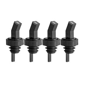 OCS Parts Liquor Pourers with Black Collar | 12-Pack | Black | Screened Bottle Pourers for Liquor Bottles, Syrups and Juices