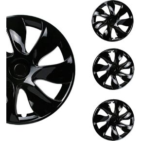 for Tesla Model 3 Hubcap ABS 18 Inch Gloss Bright Black Wheel Cover Uberturbine No Noise Symmetrical Wheel hub Cap Replacement Set of 4pcs 2020-2023 Model 3 Accessories (18Inch, Model 3 18" Arachnid)