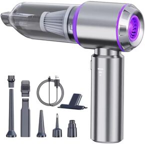 Car Vacuum Portable Cordless 15000PA High Power Mini Vacuum Cleaner 4-in-1 Compressed Air Duster & Air Blower & Pump Hand Held Vacuum with Brushless Motor for Car, Home, Office,Camping (Purple)