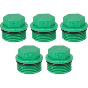 PATIKIL G3/4" Outer Hex Male Thread PPR Pipe Fitting End Cap Connector Plug, 5Pcs Garden Irrigation Water Tubing Stopper for Preventing Leakage, Green