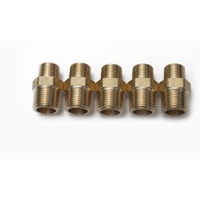 LTWFITTING Brass Pipe Hex Reducing Nipple Fitting 3/8-Inch x 1/4-Inch Male NPT(Pack of 5)