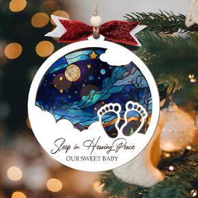 Baby Memorial Ornament, Infant Loss Ornament, Miscarriage Ornament, Baby Memorial Gift, Stillborn Baby Memorial Gifts, Angel Ornaments for Christmas Tree, Loss of Baby Sympathy Gifts for Mom/Dad (H50)