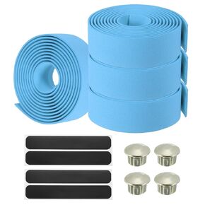 PATIKIL Bike Handlebar Tape, 4 Pack EVA Handle Grip Wraps Non-Slip Bicycle Bar Tape with Black End Plugs for Racing Bicycles Road Bicycle, Sky Blue