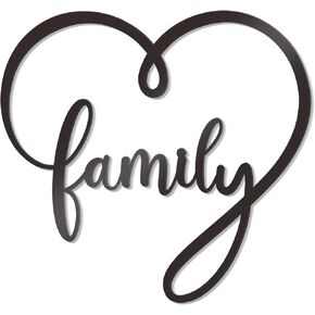Cute Family Infinity Heart Metal Wall Sign Large Black Metal Family Wall Decor Love Heart Sign for Living Room Decorative Family Wall Art for Bedroom (Black, Large)
