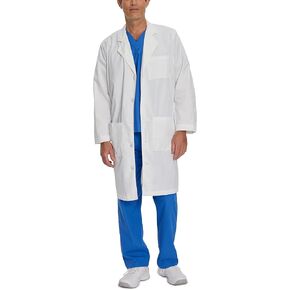 Landau Relaxed Fit 3-Pocket 5-Button Full-Length Lab Coat for Men 3145 White