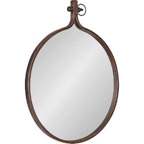 Kate and Laurel Yitro Round Metal Wall Mirror, 23.5 x 28.5, Bronze, Farmhouse Wall Decor for Any Room