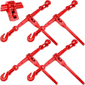 4 Pack Ratchet Chain Binder 3/8"-1/2" with G70 Hooks 9200 lbs WLL for Heavy Equipment, Farm, Construction, Industrial Hauling