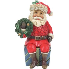 Enesco Jim Shore Heartwood Creek Santa Sitting on Gifts Miniature Figurine, 3.74 Inch, Multicolor