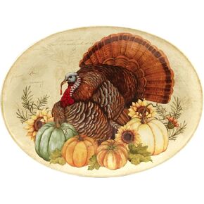Certified International 22749 Autumn Fields Oval Turkey Platter 18" x 13.5" Servware, Serving Accessories, One Size, Multicolored