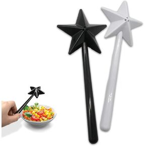 Salt and Pepper Shakers,Magic Wand Salt and Pepper Shakers,Star Salt Shaker Wand,Kitchen Accessories,2pcs Black+White