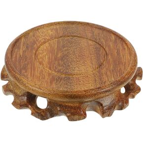 ABOOFAN Oriental Furniture Wooden Display Stand Base Lotus Pedestal Vase Base Table Lamp Teapot Base Black Catalpa Furniture Stable Home Decoration 10cm