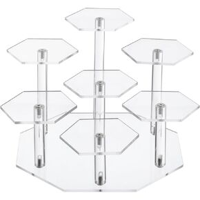 uxcell Acrylic Display Stand For Figures, 7-Tier Acrylic Display Risers For Collectibles, Acrylic Cupcakes Stand, Perfume Organizers and Storage Organization For Countertop Display Clear