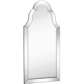 Hamilton Hills 21" x 43" Classic Silver Framed Glass Rectangular Mirror | Designer Tall Arched Top Mirrored Edge Premium Silver Backed Glass Panel for Hanging in a Vanity, Closet, Entry or Bathroom