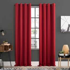 Sun Zero Soho Blackout Energy Efficient Grommet Curtain Panel Pair, 54" x 96", Red, 2-pack