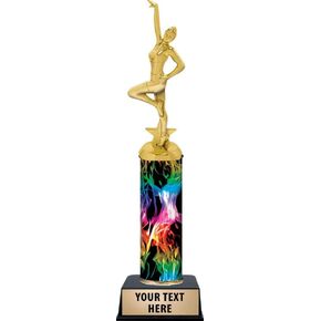 Personalized Rainbow Inferno Dance Trophy, 11" Contemporary Dance Trophy Award, Customize Now Prime