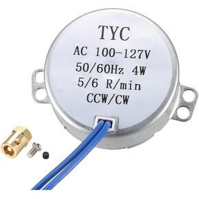 uxcell Synchronous Motor 100-127 VAC 50/60 Hz 4W 5-6 RPM/MIN CCW/CW Direction with 7mm Flexible Coupling Connector for Model or Guide Motor