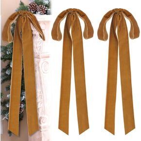 4 Pcs Velvet Christmas Bows 23.5 x 8.7 Inches Large Velvet Christmas Staircase Wreath Bows Rustic Crafts Velvet Bows for Christmas Indoor Outdoor Decoration