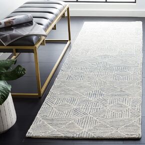 Safavieh Abstract Collection Runner Rug - 2'3" x 6', Grey & Ivory, Handmade Wool, Ideal for High Traffic Areas in Living Room, Bedroom (ABT763F)